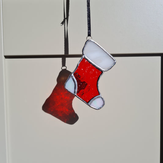 Stained Glass Christmas Stocking Ornament